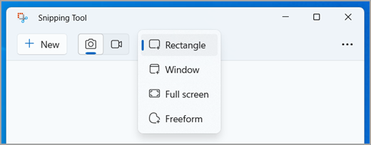 Ножницы Windows с режимами Rectangle, Window, Full screen и Freeform