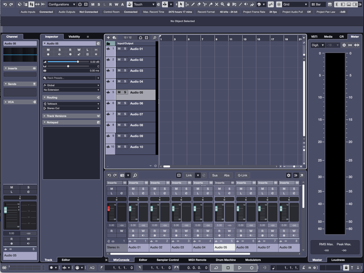 Интерфейс Cubase 15 с дорожками проекта и панелями редактора