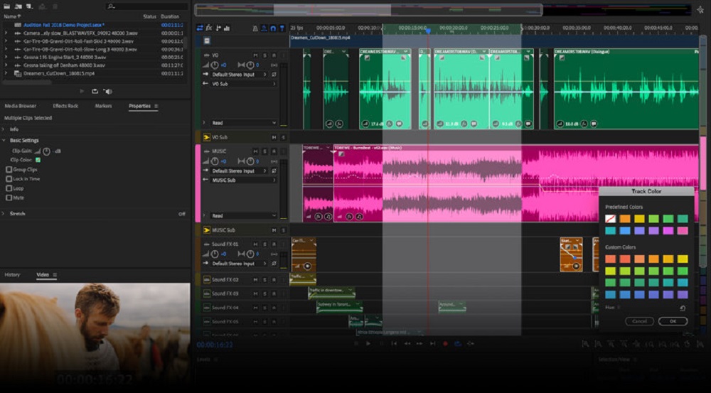 Многодорожечная сессия в Adobe Audition