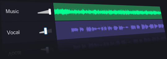 Интерфейс VocalRemover.org с отдельными дорожками Music и Vocal