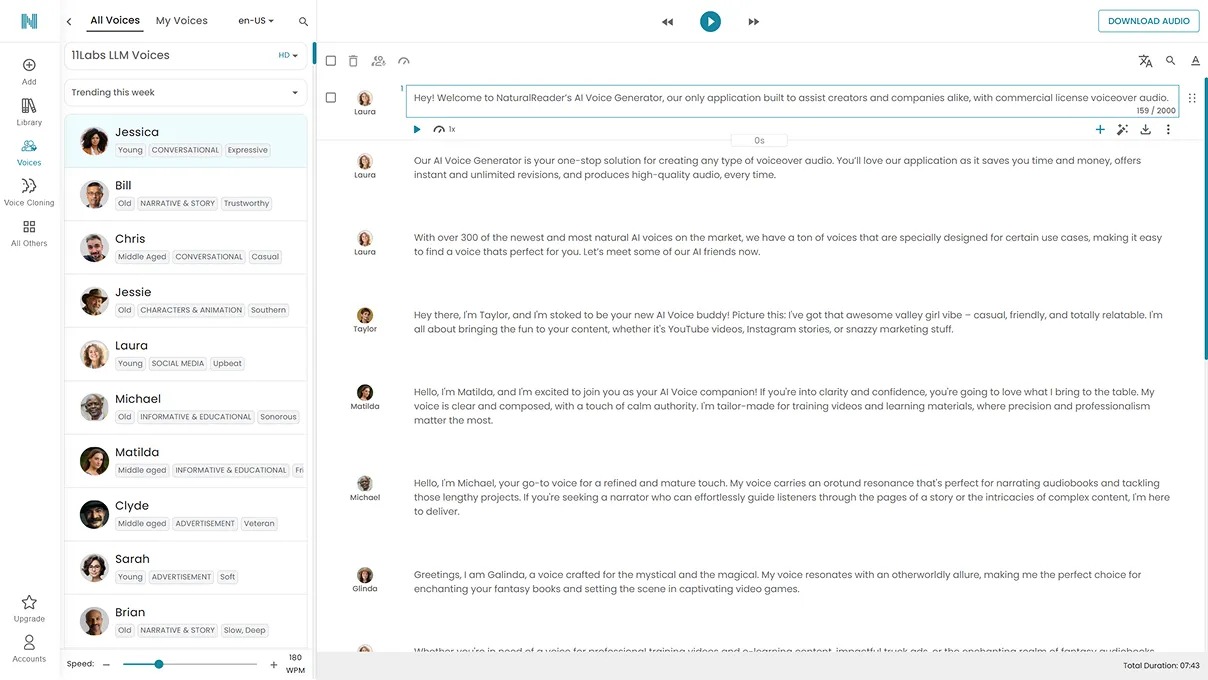 Интерфейс NaturalReader для преобразования текста в речь