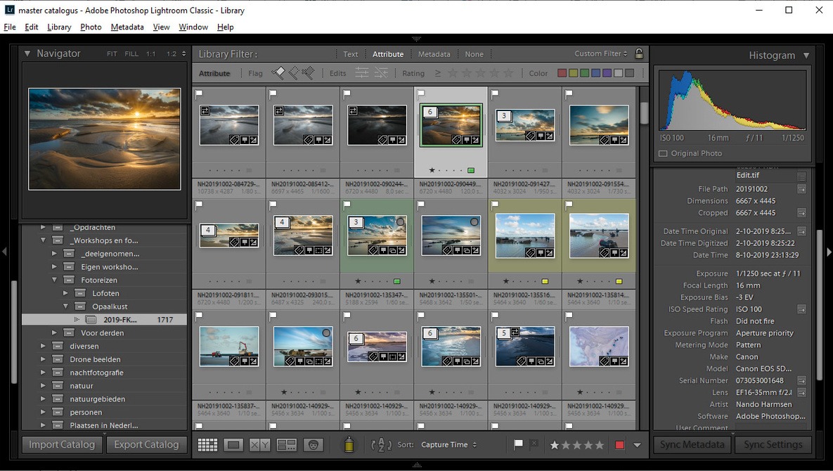 Интерфейс Adobe Lightroom при работе с фотографией Canon RAW