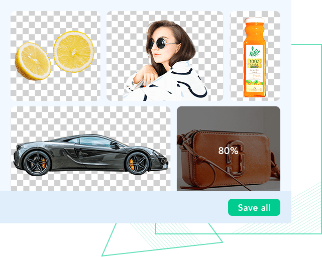 Результат обработки и сохранение изображений в Apowersoft Background Eraser