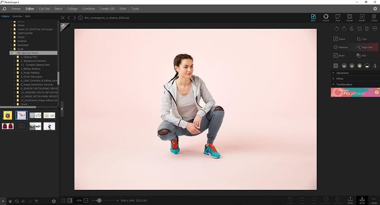 Интерфейс PhotoScape X на Windows 10 с фотографией и панелью редактора