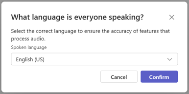 Диалог Microsoft Teams перед подтверждением записи и транскрибации