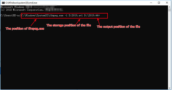 FFmpeg в командной строке Windows с командой преобразования видео