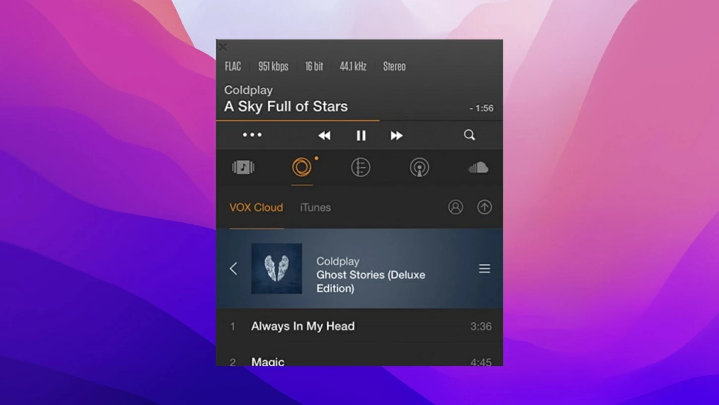VOX Music Player на macOS с воспроизведением FLAC
