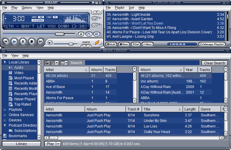 Winamp 5.9 с Playlist Editor и Media Library