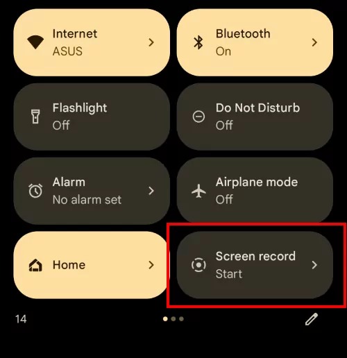 Кнопка Screen record в быстрых настройках Android