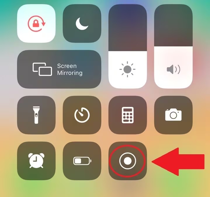 Кнопка Screen Recording в Пункте управления iPhone
