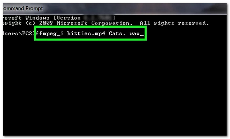 Командная строка Windows с запуском FFmpeg для извлечения WAV из MP4