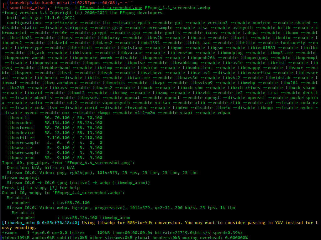 FFmpeg в терминале во время обработки медиафайла
