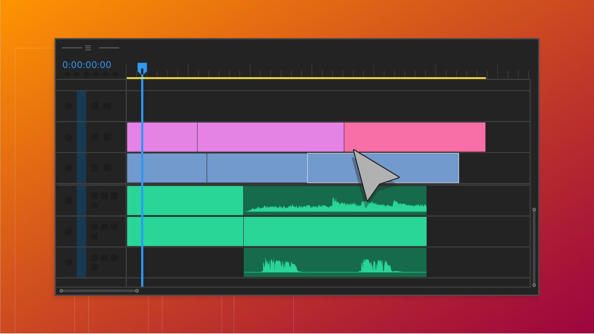 Интерфейс Adobe Premiere с монтажной последовательностью на таймлайне