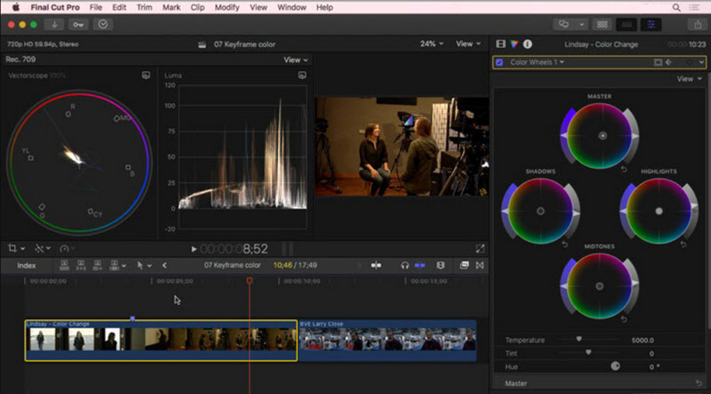Цветовые колёса в Final Cut Pro