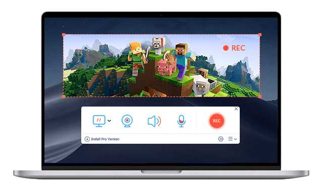 Панель Vidmore Free Screen Recorder Online с настройками области экрана и записи