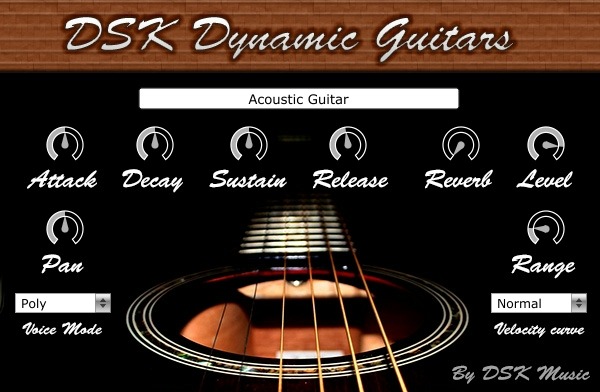 Интерфейс DSK Dynamic Guitars с регуляторами ADSR, reverb и pan