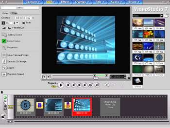 Рабочее окно Ulead VideoStudio с панелью захвата, библиотекой и раскадровкой
