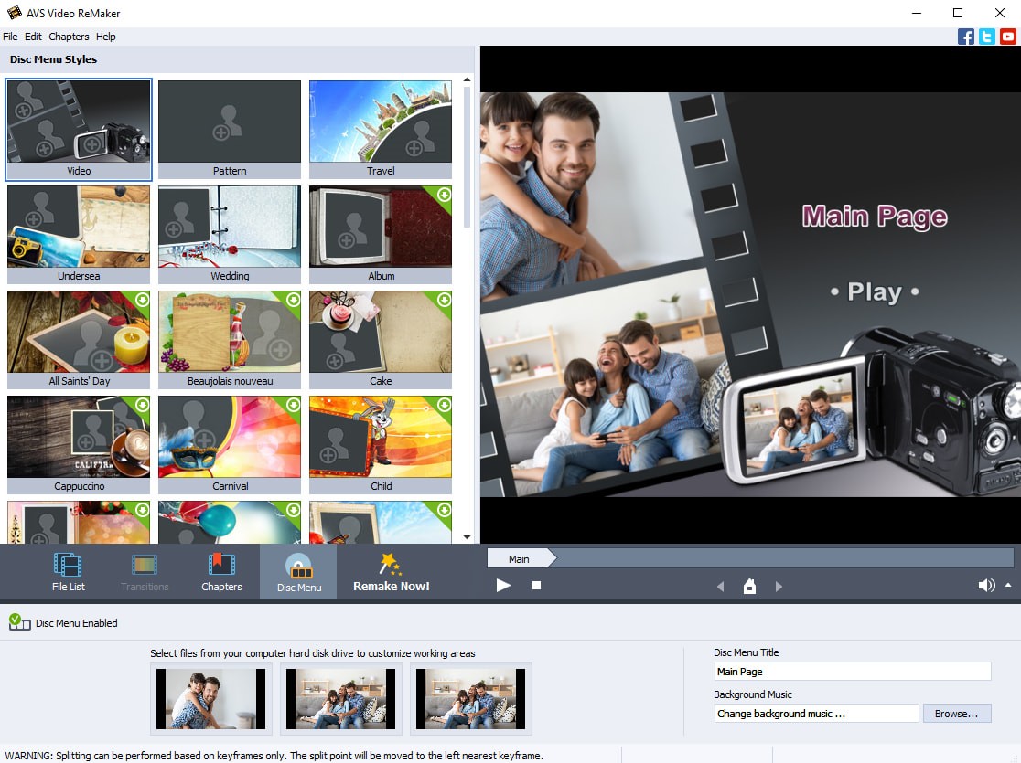 Редактор меню DVD и Blu-ray в AVS Video ReMaker