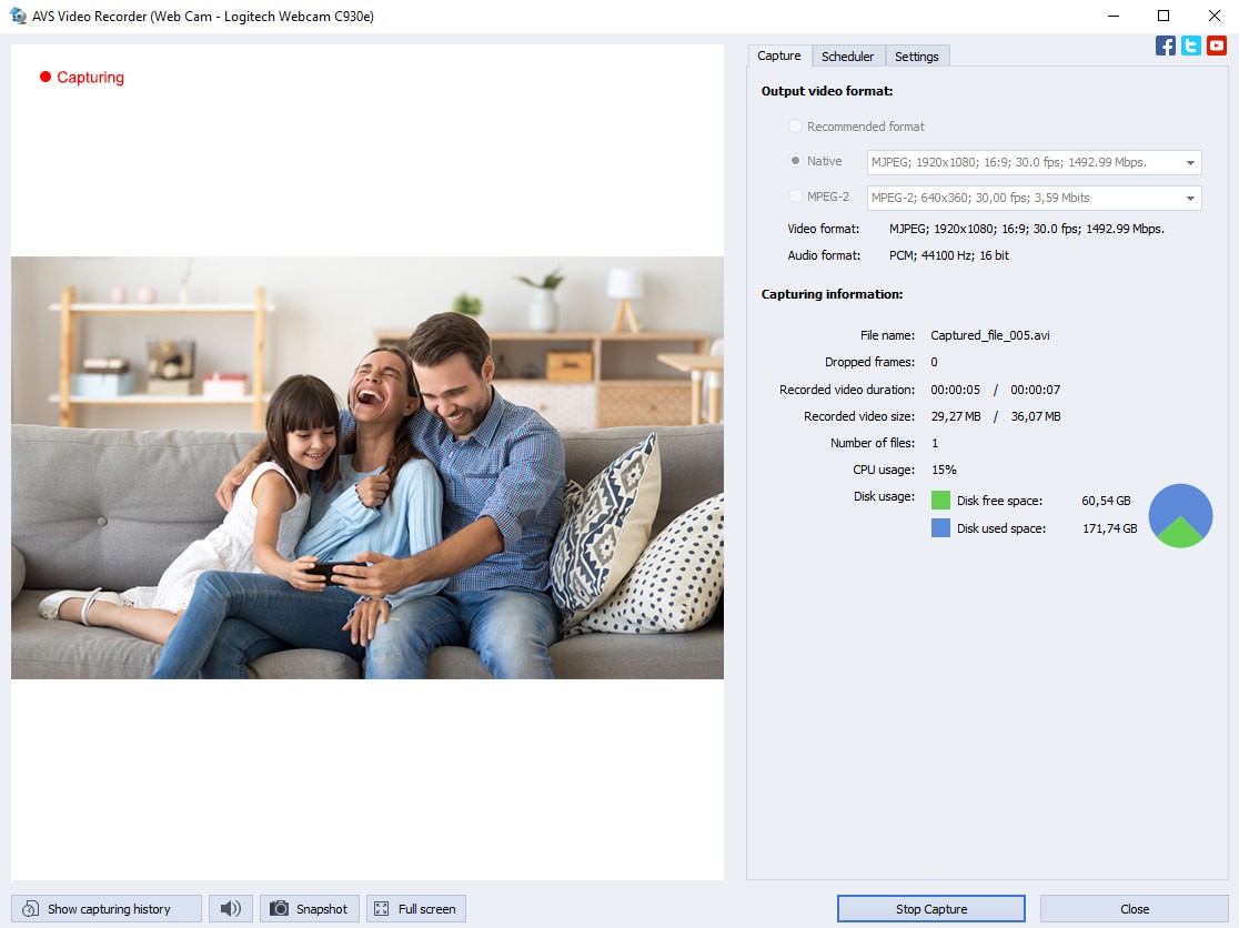 AVS Video Recorder, запускаемый из AVS Video ReMaker для захвата видео