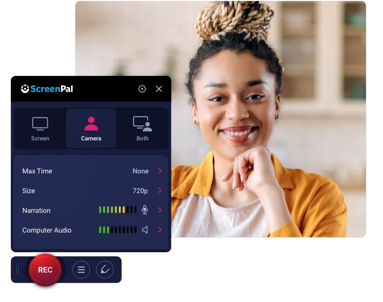 Панель ScreenPal Recorder с режимами Screen Camera и Both