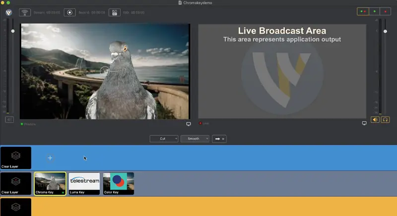 Wirecast с chroma key и композицией камеры на новом фоне